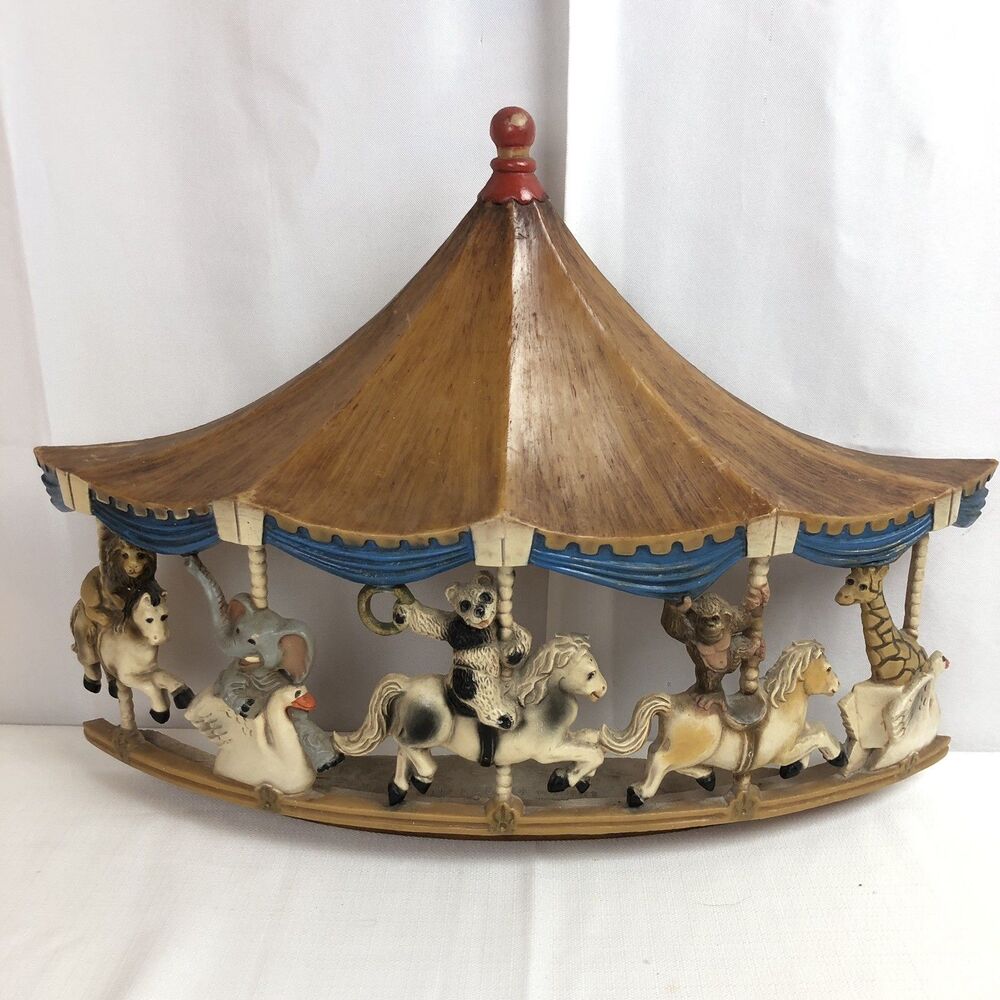 1979 UNIVERSAL STATUARY #652 Homco CIRCUS Animal CAROUSEL WALL PLAQUE 22" x 16"